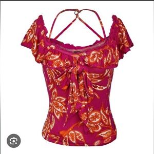 Floral Pink and Orange Women's Top